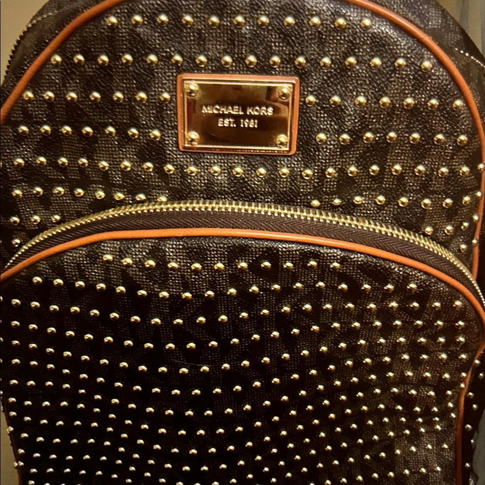 Michael Kors Black and Gold Studded Backpack